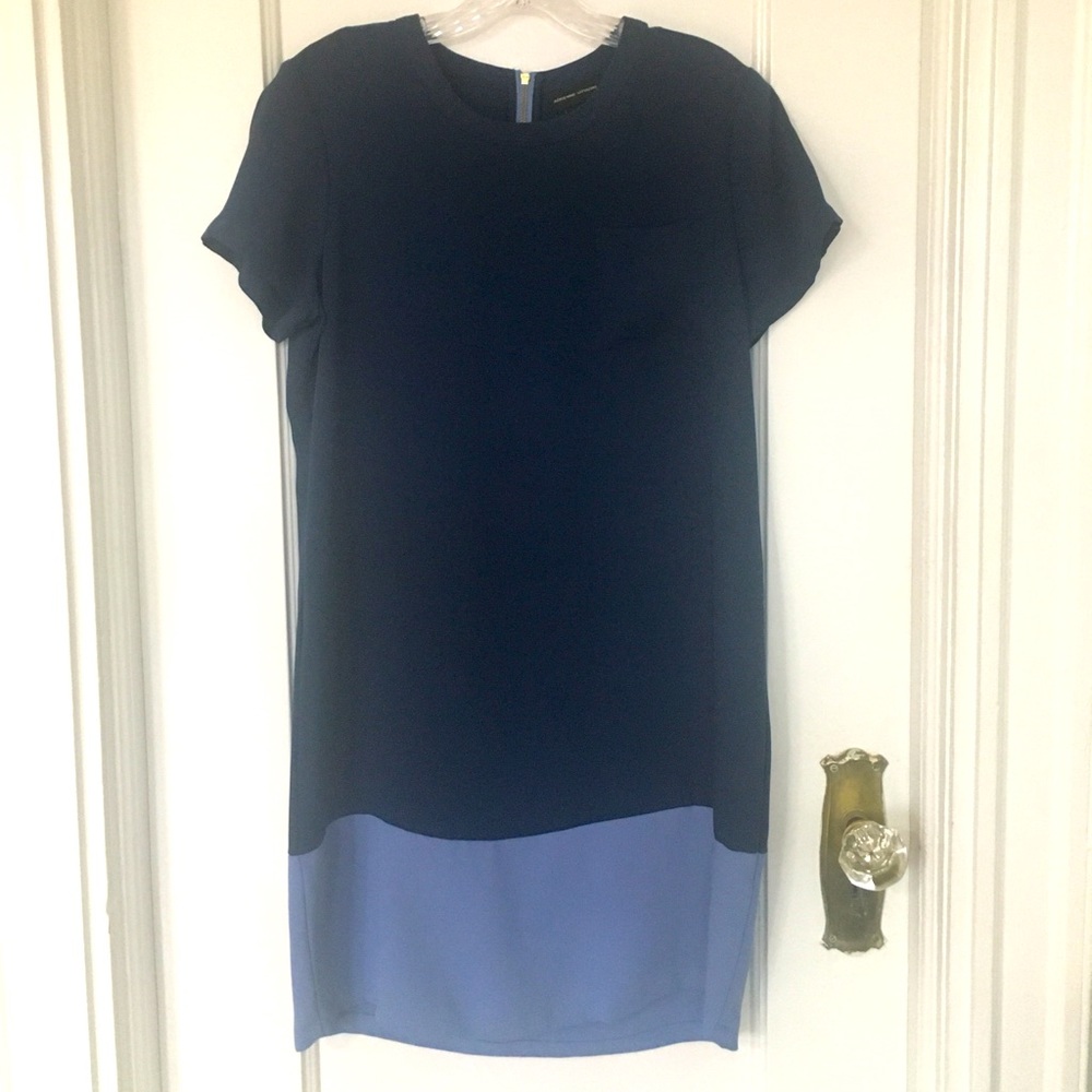 Adrienne Vittadini Navy & Blue Color Block dress